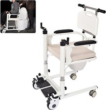 Sedia di Trasferimento per Anziani,  WC Disabili con Ruote，cuscinetto 120kg 