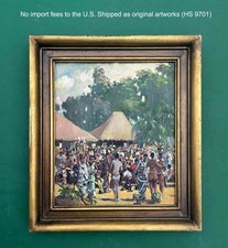 Dipinto olio originale 1948 di Guilherme Marques - pioniere dell'arte africana - certificato di autenticità