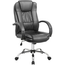 Poltrona Sedia Scrivania Ufficio Presidenziale Girevole Direzionale Ecopelle Ner
