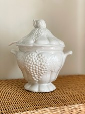 Vintage 1970’s Calif USA 715 Ceramic Grape Soup Tureen with Lid and Ladle