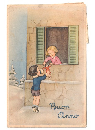 1951 cartolina epoca auguri - cartolina,