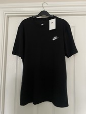 T-shirt uomo Nike nera classica ricamata taglia UK L nuova con etichetta