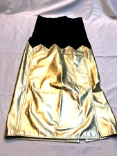 Gonna a Tubino Elegante Oro similpelle e elastene Vintage Anni 80