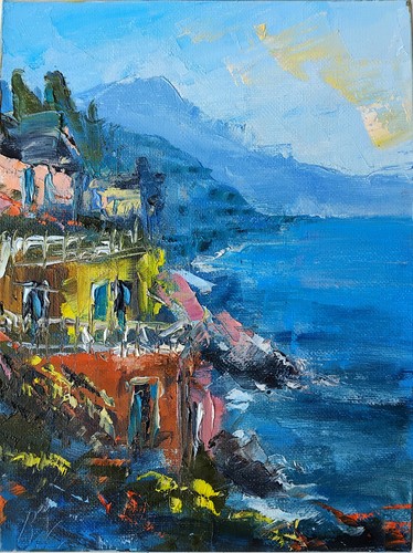 Dipinto olio amalfi - amalfi, 7x9,5"