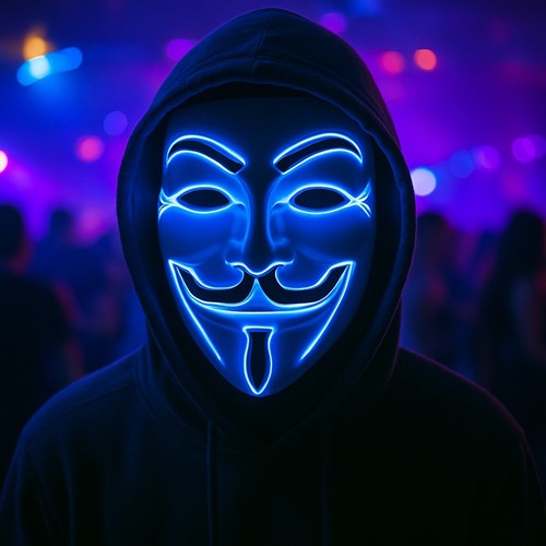 Maschera led blu anonima - maschera,