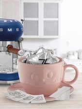 Tazzone portacialde caffe tazza in ceramica porta capsule zucchero bar casa rosa