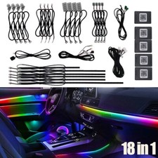 RGB 18in1 LED Interni Auto Fibra Ottica Neon Filo Striscia Luce Atmosphere awe