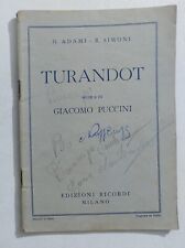 68461 LIBRETTO D'OPERA - Giacomo Puccini - Turandot - Ed. Ricordi 1944