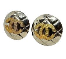 Orecchini CHANEL Coco Mark CC logo tono argento/oro timbrati ottime condizioni