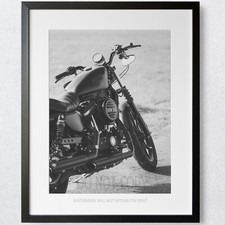 Harley Davidson moto d'epoca bici bianco e nero stampa artistica premium