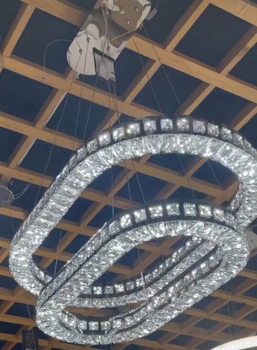Lampadario led ovale oro con