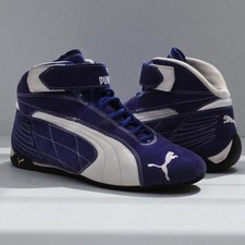 Rari stivali moto Puma Replicat Mid Karting blu scamosciato Y2K scarpe da ginnastica vintage UK 7