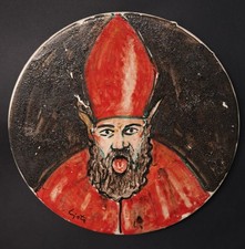 Disco in ceramica - Cardinale, Firmato Pietro Lista - Pubblicata in catalogo