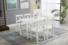 Set tavolo da pranzo classico in legno massello e 4 sedie cucina casa