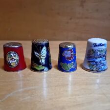 Lotto 4 ditali vintage da collezione 3 in cloisonne e uno in ceramica di Toulon