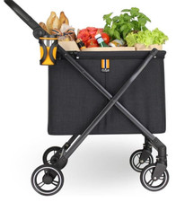 MY DUQUE - MAX - Carrello della spesa moderno fino a 25 kg, colore nero con rivestimento protettivo