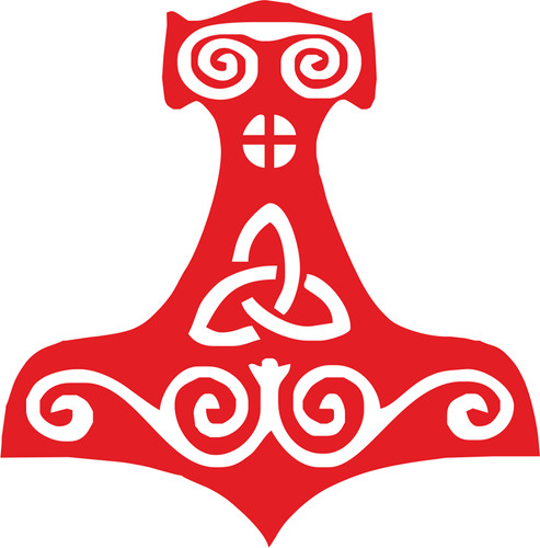Adesivo martello thor - thor, rosso
