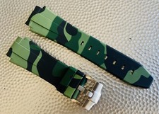 Cinturino in gomma svasata vulcanizzata verde 20 mm per orologi Rolex ceramica Yachtmaster