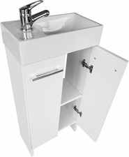 - Lavandino Bagno Con Mobiletto 41 Cm Malibu, Ceramica, Mobile Bagno Con Lavabo,