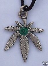COLLANA CIONDOLO FOGLIA MARIA MARIJUANA MARIUANA gemma verde D326