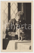 1942 COSTUME ITALIA Ritratto di anziana con il gatto - Foto cartolina 9x14 cm
