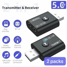 Bluetooth 5.0 2in1 Trasmettitore Ricevitore Auto senza Fili Audio Adattatore USB