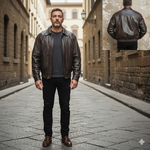 Giacca pelle marrone - , uomo