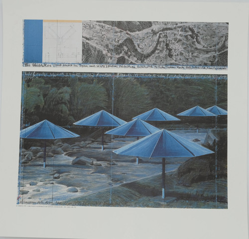 Christo the umbrellas blue - umbrellas,