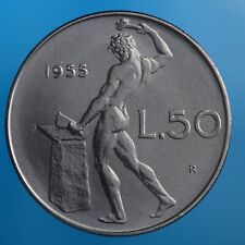 REPUBBLICA ITALIANA 50 LIRE 1955 VULCANO ACCIAIO COIN FDC MONETE DA COLLEZIONE