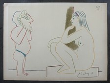 Pablo PICASSO FIRMATO 1954 Commedia Umana ORIGINARIAMENTE FIRMATO in MATITA acquaforte