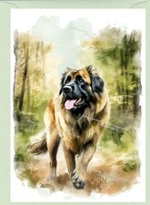 Biglietto Auguri Cane Leonberger. Frontale carta personalizzabile