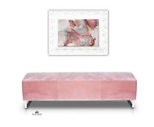 Panca Velluto Rosa Antico Su Acciaio Inox Pattini Stabile 150 CM