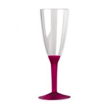 20 Flute in plastica con gambo CRYSTAL FUXIA - Flutes rigido monouso - Calici da