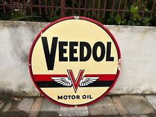 Veedol Motor Oil insegna di servizio alluminio anni 60 auto originale bomboletta olio pompa gas auto