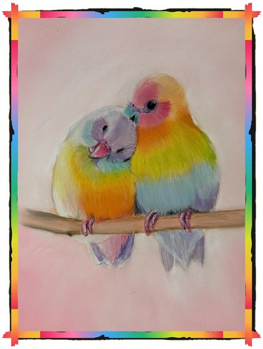 Rainbow love birds dipinto - birds,