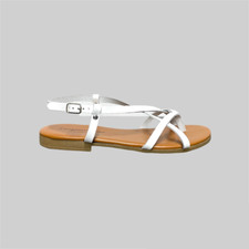 Sandali Infradito con cinturino Bianco Estivi Bassi Donna Pelle Made in Italy