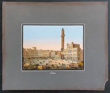 Stampa antica 1891 palmiro premoli Siena xilografia colori acquerello veduta