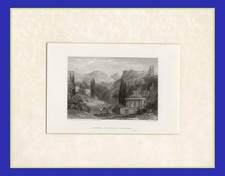 KHONOS, GRECIA ,  di BROCKEDON , incisione del 1836, +PASSEPARTOUT