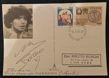 Cartolina autografa di Diego Armando Maradona