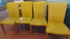 4 x SEDIA POLTRONA FRAU VITTORIA PELLE GIALLO LEGNO CILIEGIO MADE IN ITALY ARTE