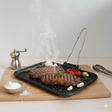 BISTECCHIERA GHISA PESANTE  RETTANGOLARE  MANICO ACCIAIO 31x20CM