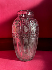 GRANDE VASO VINTAGE CRISTALLO di BOEMIA MOLATO BOHEMIAN CRYSTAL VASE 33 cm/h