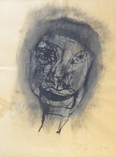 Liberio REGGIANI (Nizza 1931) Volto espressionista OPERA STORICA 45x35 anno 1960