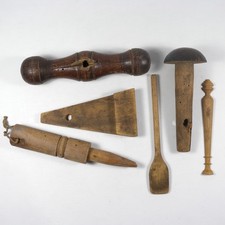 LOTTO STOCK DI 6 ATTREZZI UTENSILI STRUMENTI DA LAVORO IN LEGNO VINTAGE W065