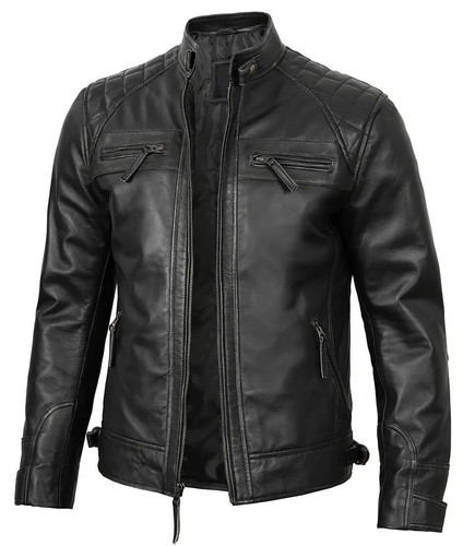 Giacca biker uomo nera pelle