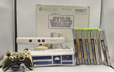 Pacchetto console Xbox 360 Star Wars edizione limitata in scatola controller C3PO 10 giochi