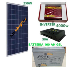 Kit Fotovoltaico 2 KW Pwm Inverter 4000W Pannello Solare 250W regolatore 50 amp