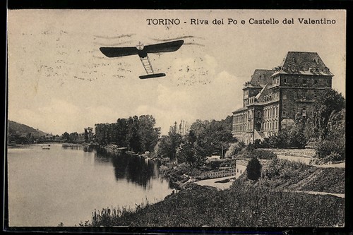 Cartolina torino riva del po - del,