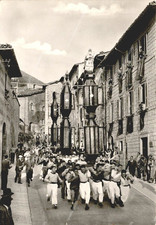 ea521 cartolina gubbio, festa