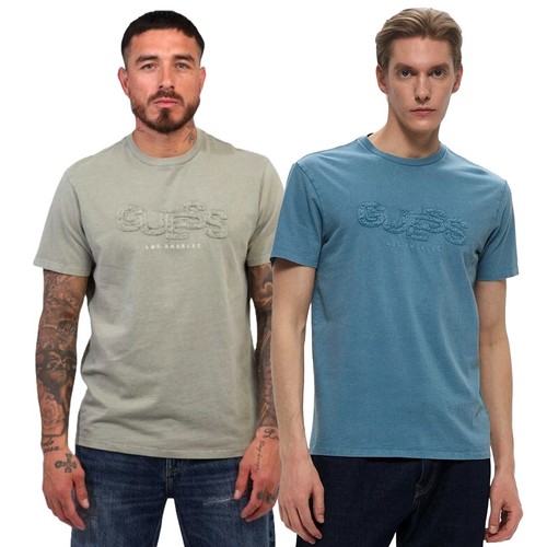 Guess shirt uomo cotone logo - guess, t-shirt